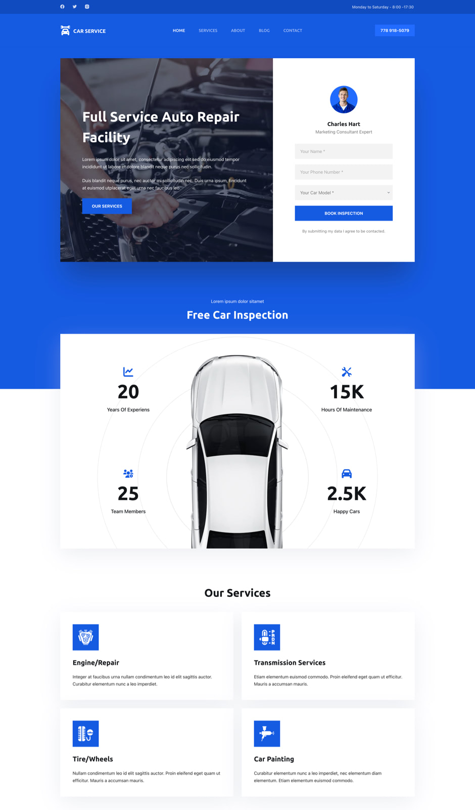 Car Service 汽车维修 网站首页预览
