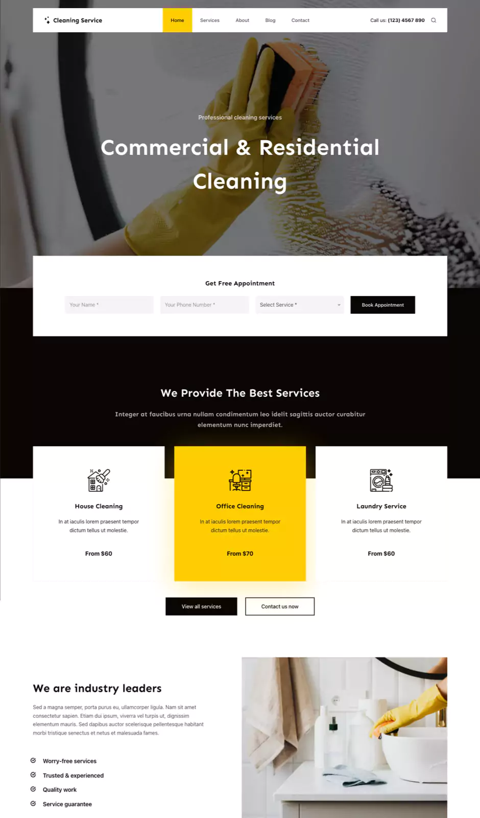 Cleaning Service 清洁服务 网站首页预览