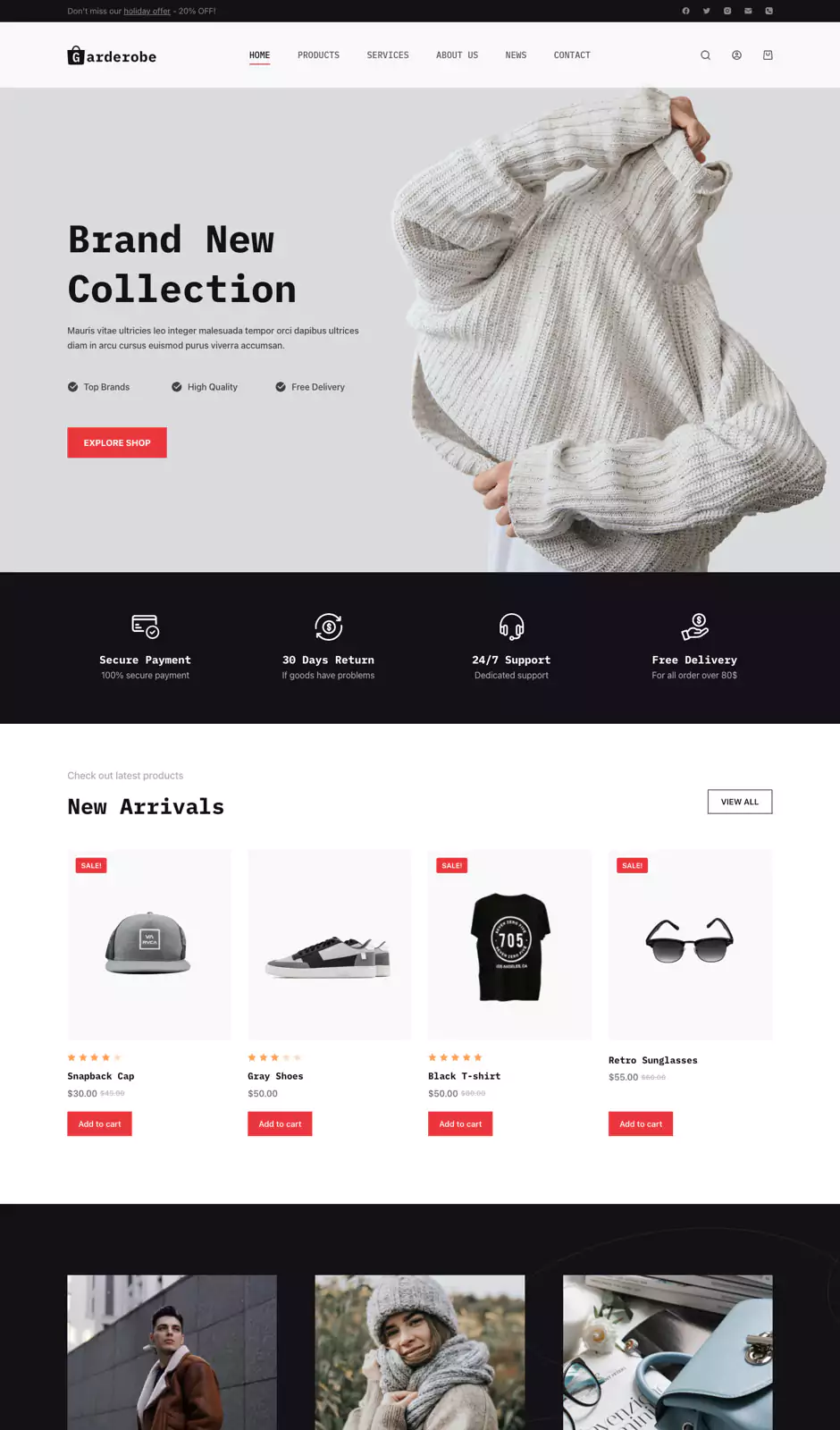 Garderobe 服装商城 网站首页预览