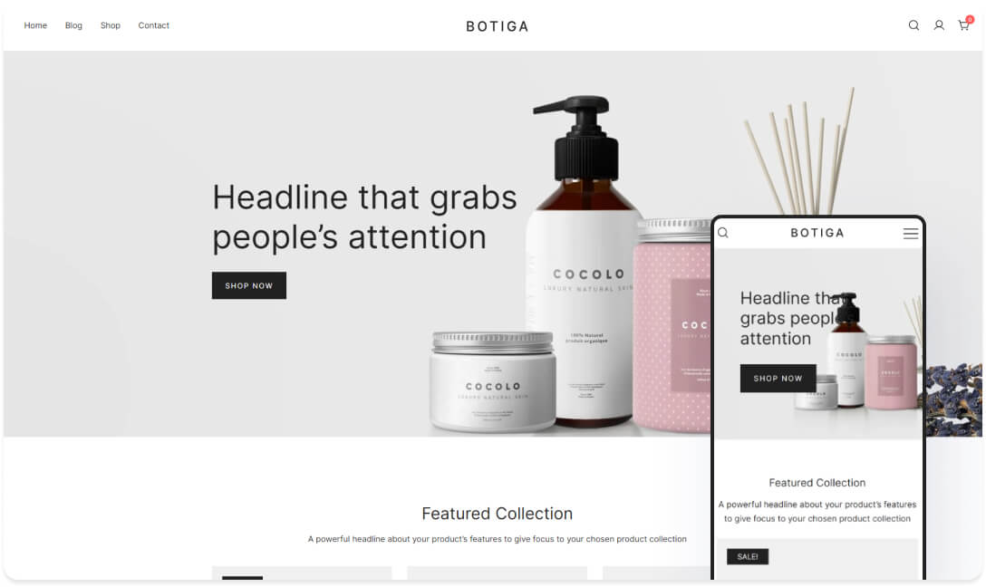 Botiga Beauty 美妆店 网站首页预览