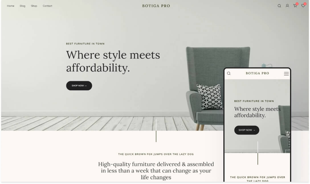 Botiga Furniture 家具店 网站首页预览