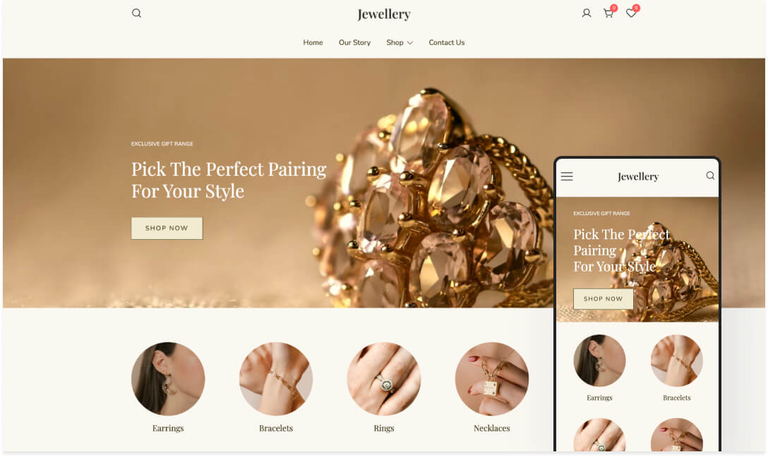 Botiga Jewelry 珠宝店 网站首页预览