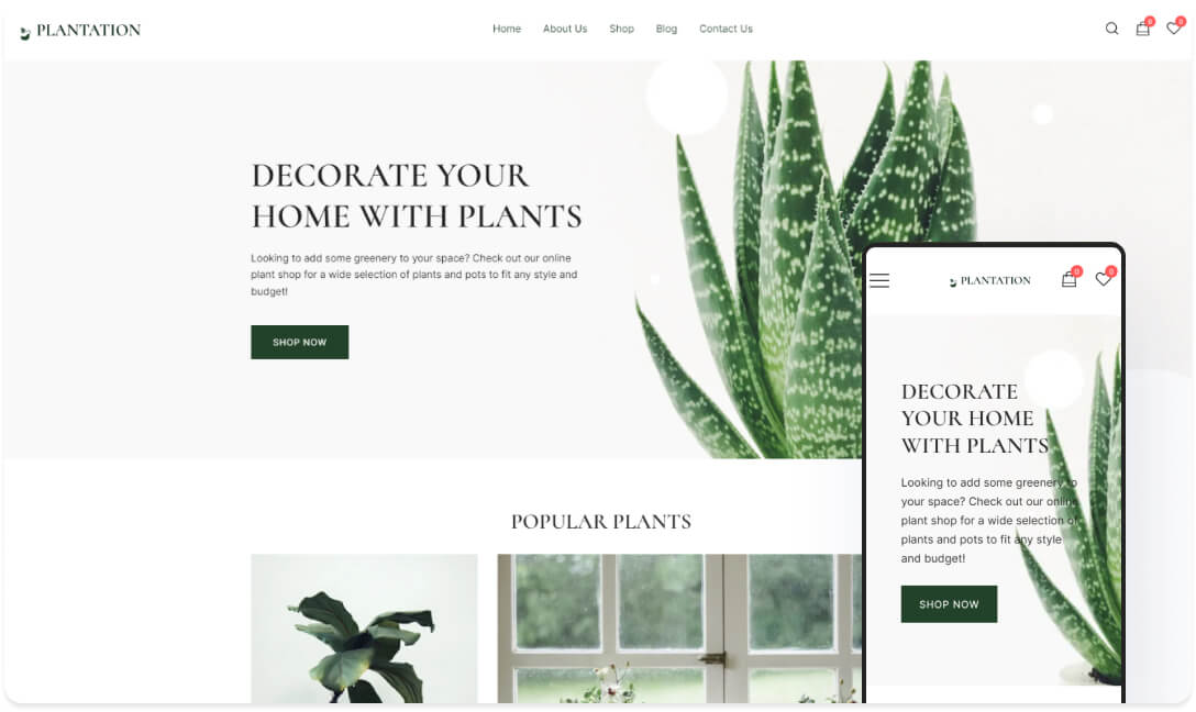 Botiga Plants 绿植店 网站首页预览