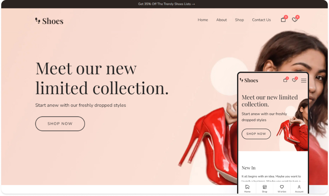 Botiga Shoes 鞋履店 网站首页预览