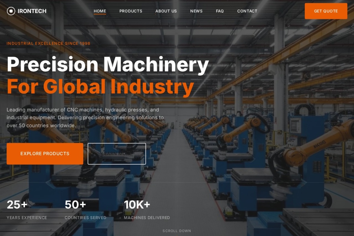 IRONTECH 工业大型设备 网站首页预览