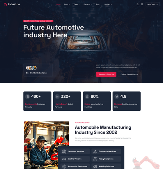 Industrie 汽车制造 · 多页版 网站首页预览