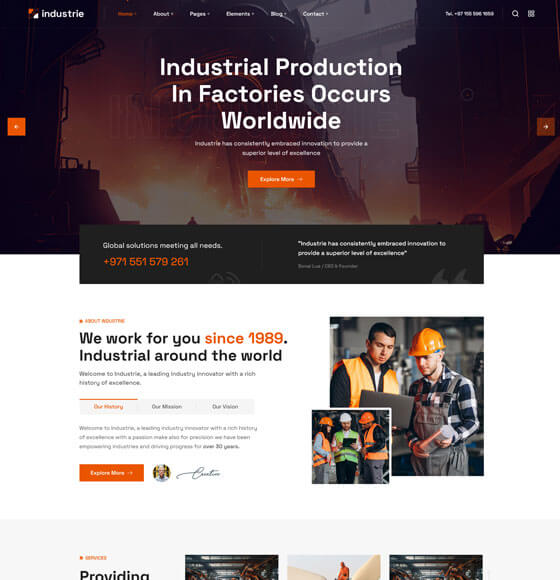 Industrie 工厂企业 · 多页版 网站首页预览