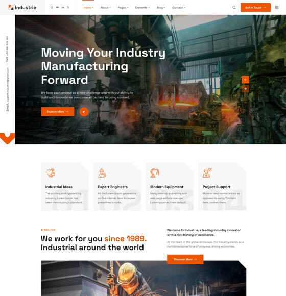 Industrie 工业制造 · 多页版 网站首页预览