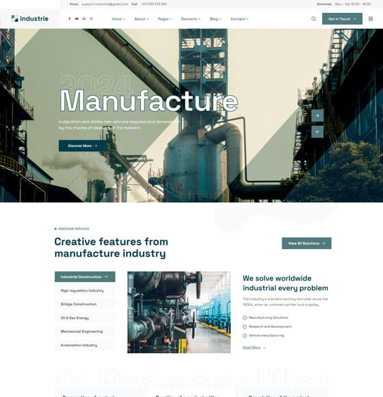 Industrie 生产制造 · 多页版 网站首页预览