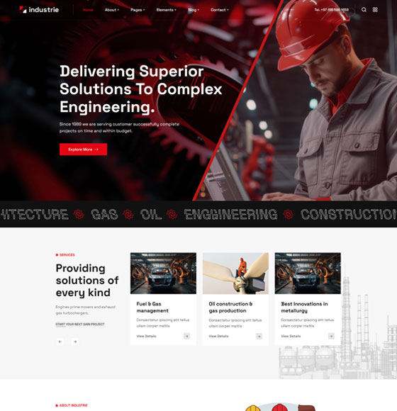 Industrie 红色工程 · 多页版 网站首页预览