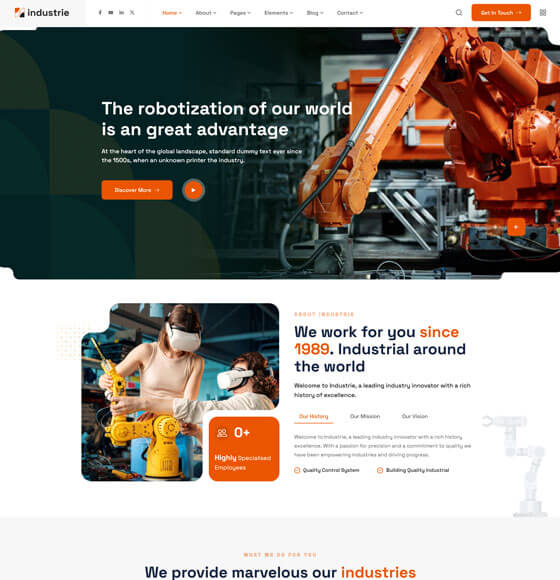 Industrie 工业机器人 · 多页版 网站首页预览