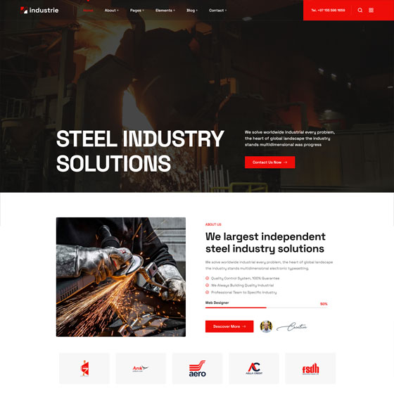 Industrie 钢铁工程 · 多页版 网站首页预览